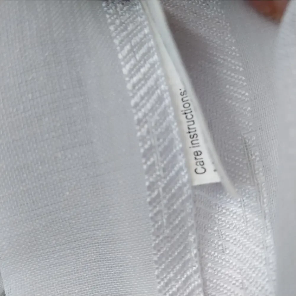 FRESH, AIRY WHITEST WHITE SHEER RIBBON HORIZONTAL STRIPED FABRIC SHOWER CURTAIN!